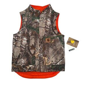 Carhartt Reversible Camo & Orange Vest XXS 4/5 Kids Outdoor Hunting Warm Quilted
